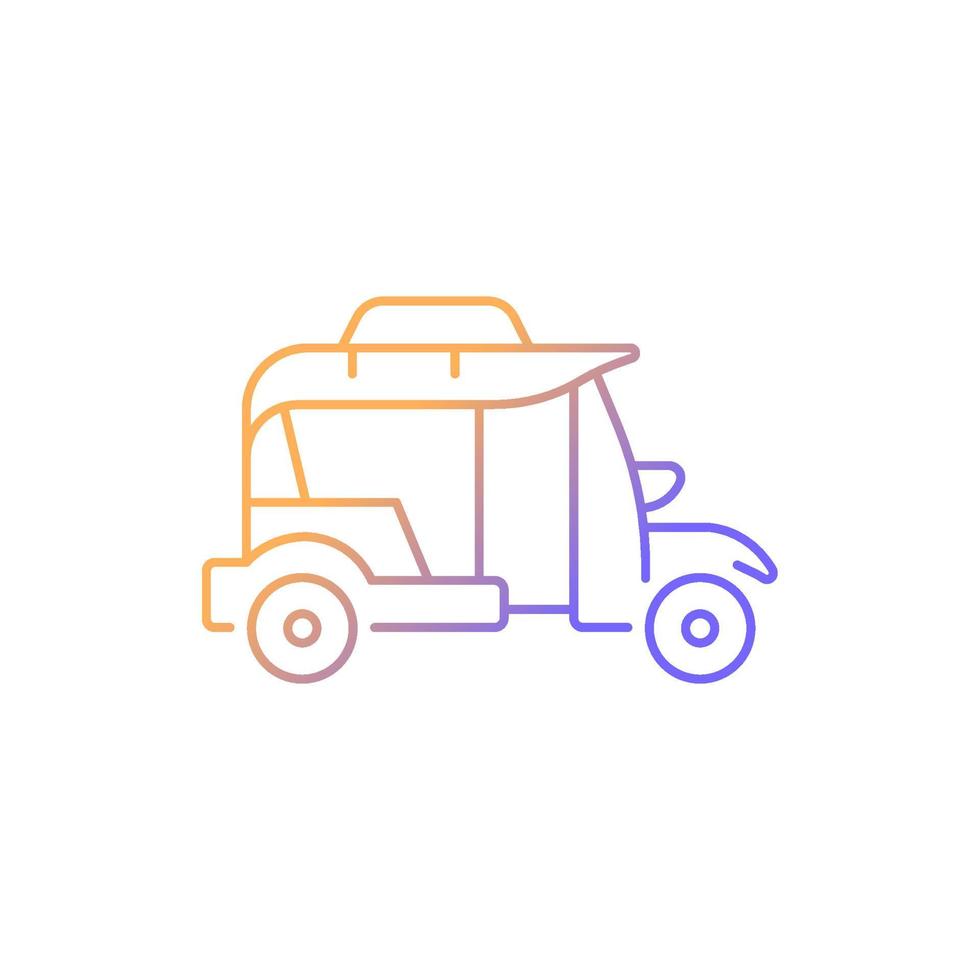 icono de vector lineal degradado tuk-tuk de bangkok