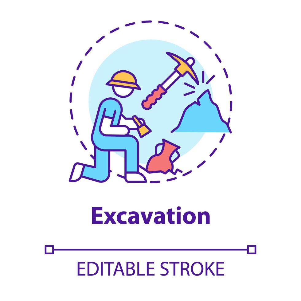 icono del concepto de excavación vector