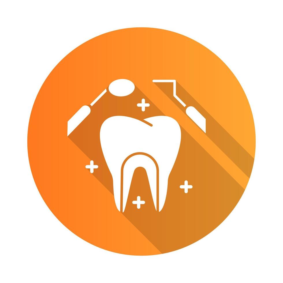 cuidado dental naranja diseño plano larga sombra icono de glifo vector