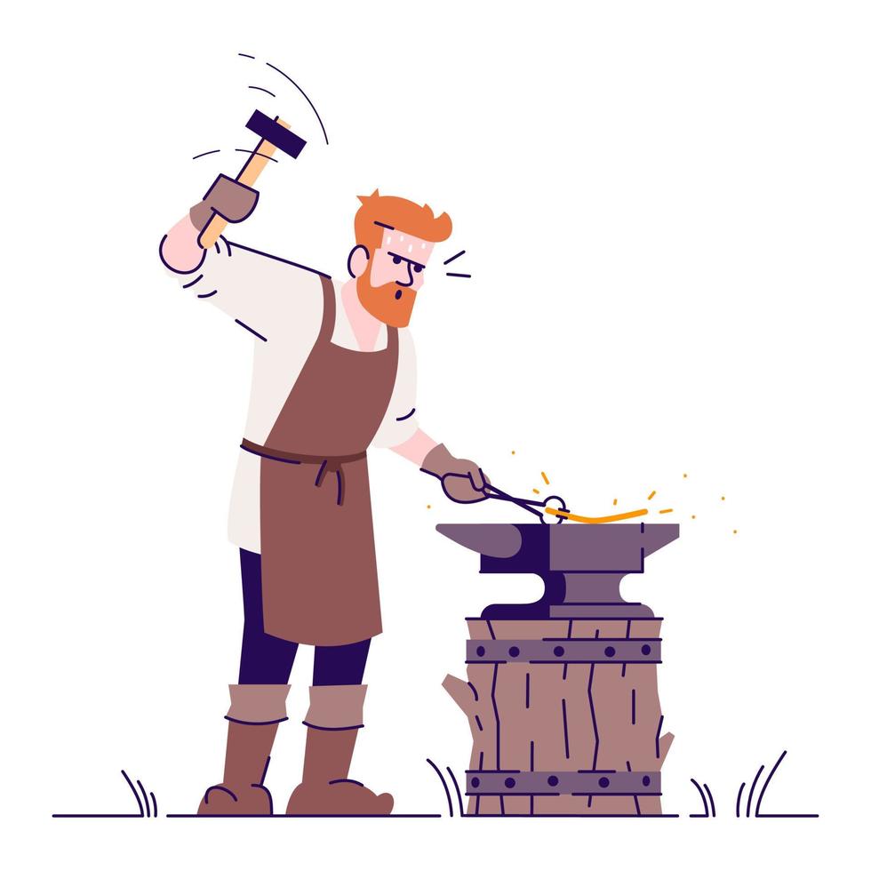 Medieval blacksmith flat vector illustration