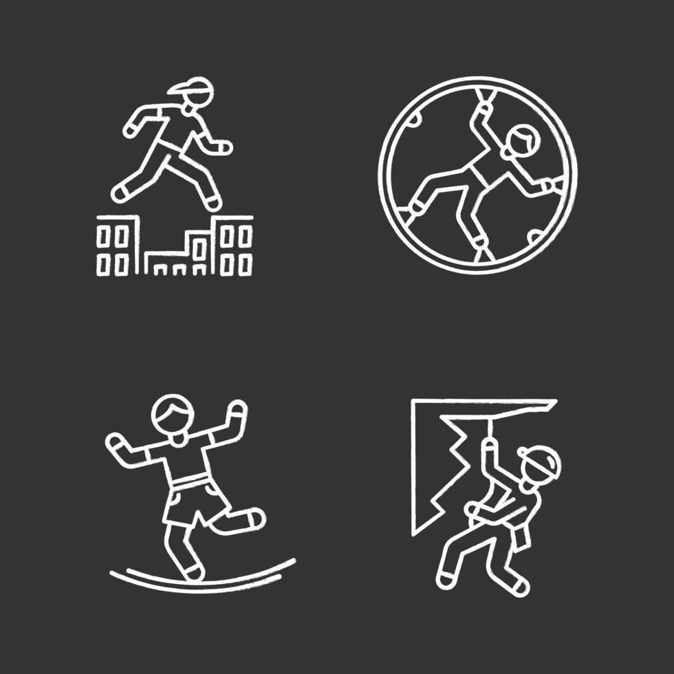 Extreme sports chalk icons set vector