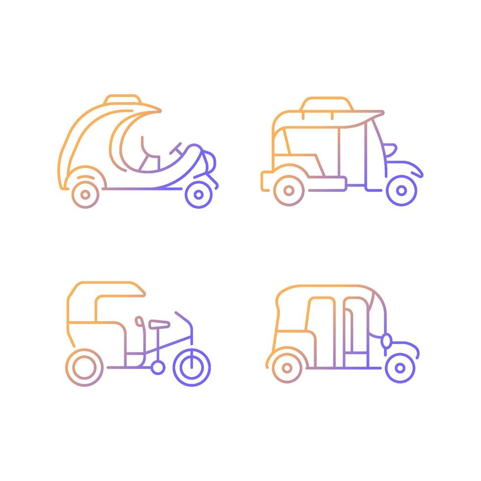Transporting passengers business gradient linear vector icons set
