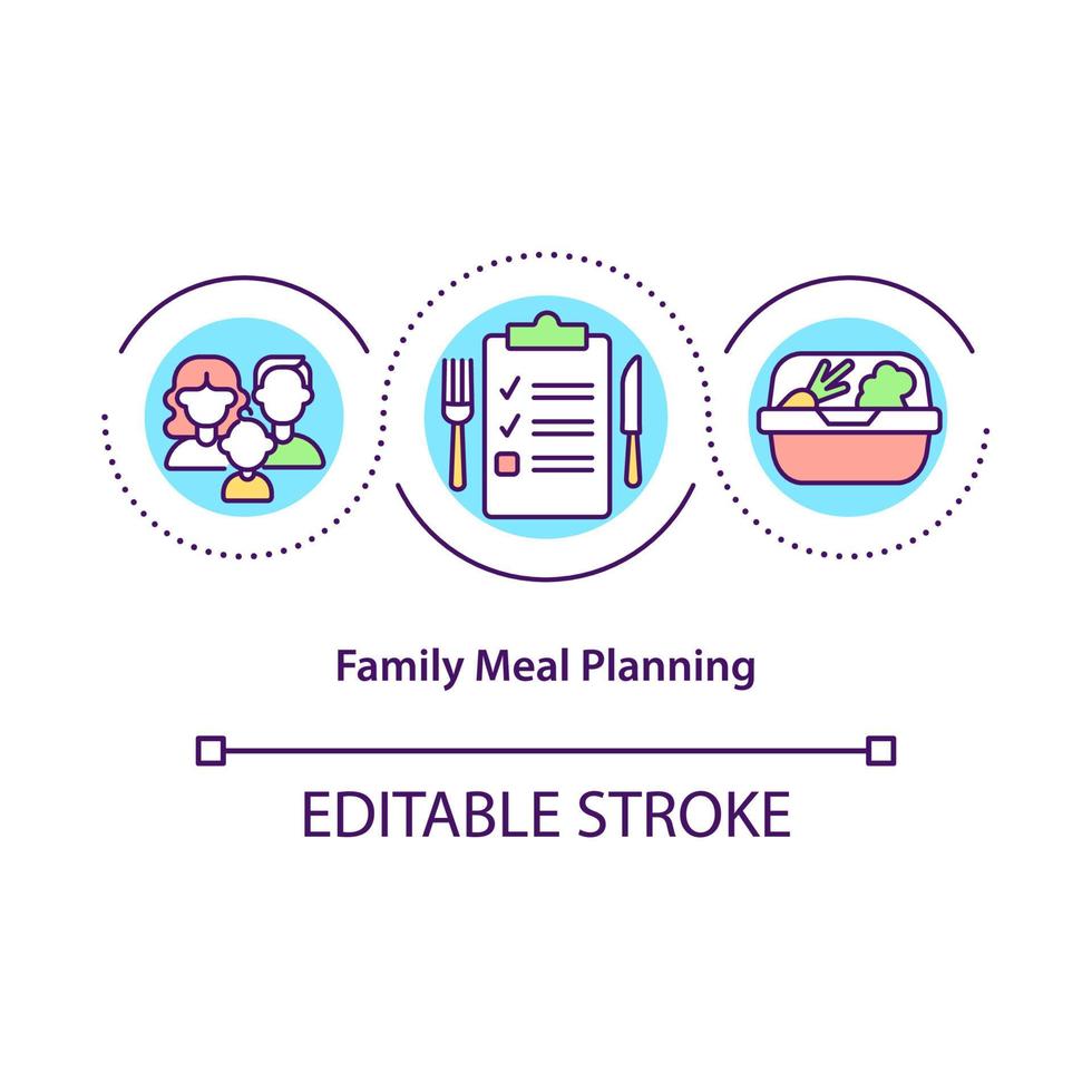 icono del concepto de planificación de comidas familiares vector