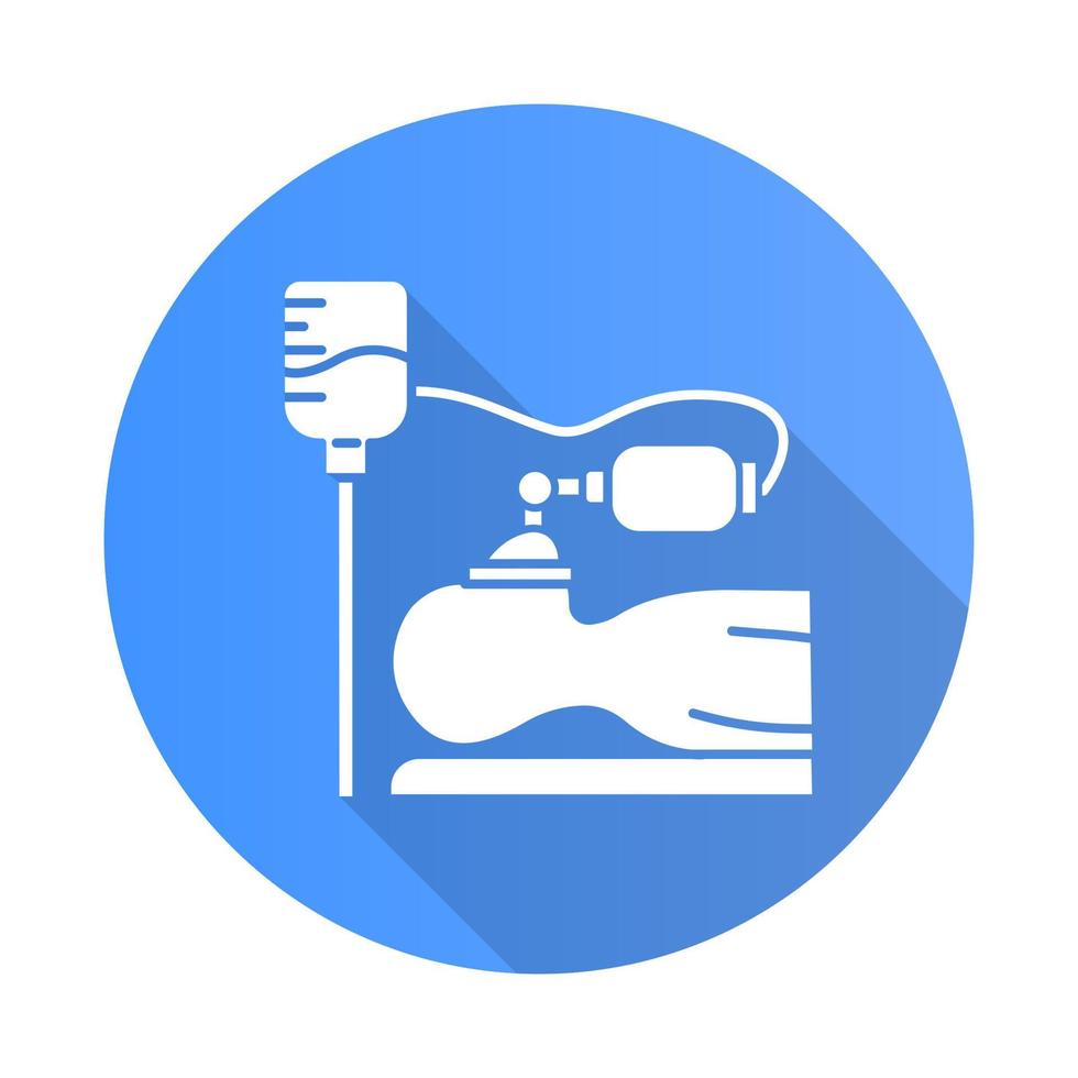 Anesthesia blue flat design long shadow glyph icon vector