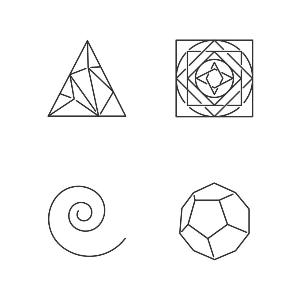 Geometric figures linear icons set vector