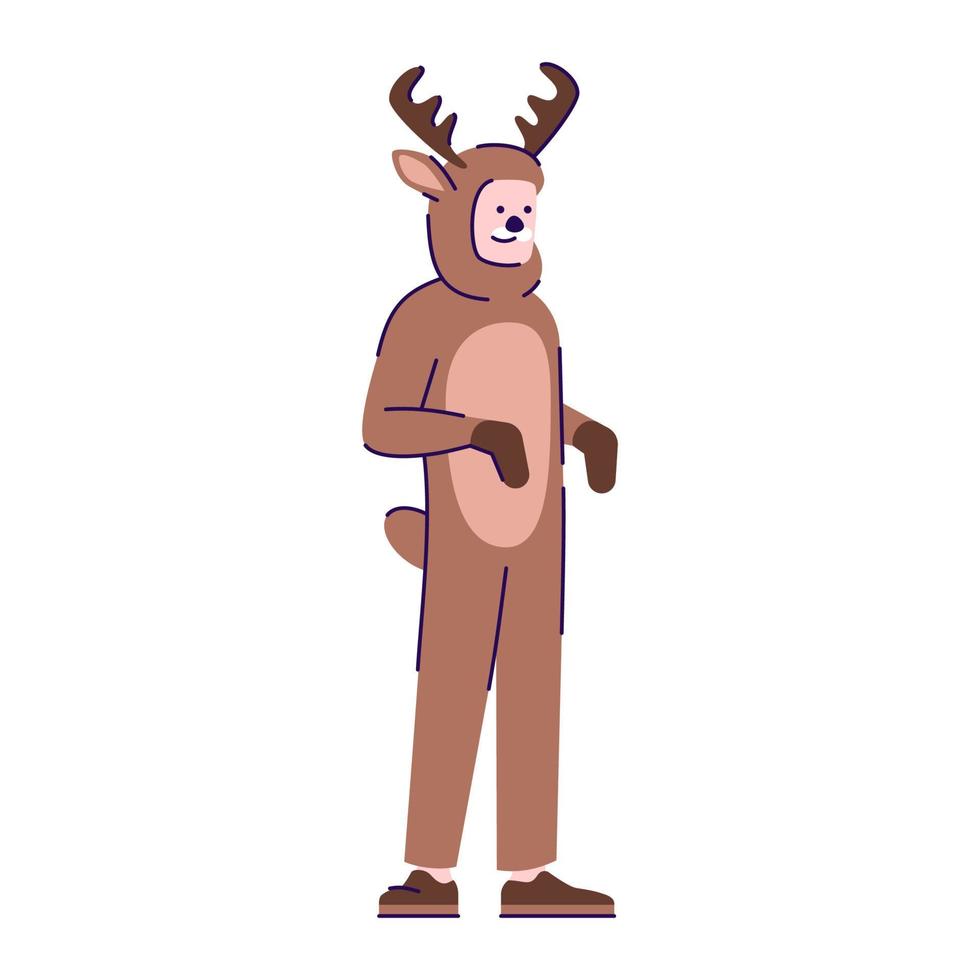 Man dressed in deer costume flat vector illustration