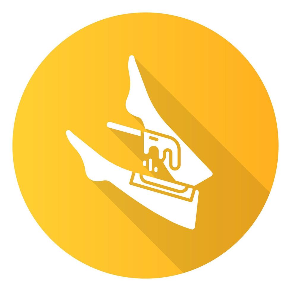 Shin hot waxing orange flat design long shadow glyph icon vector