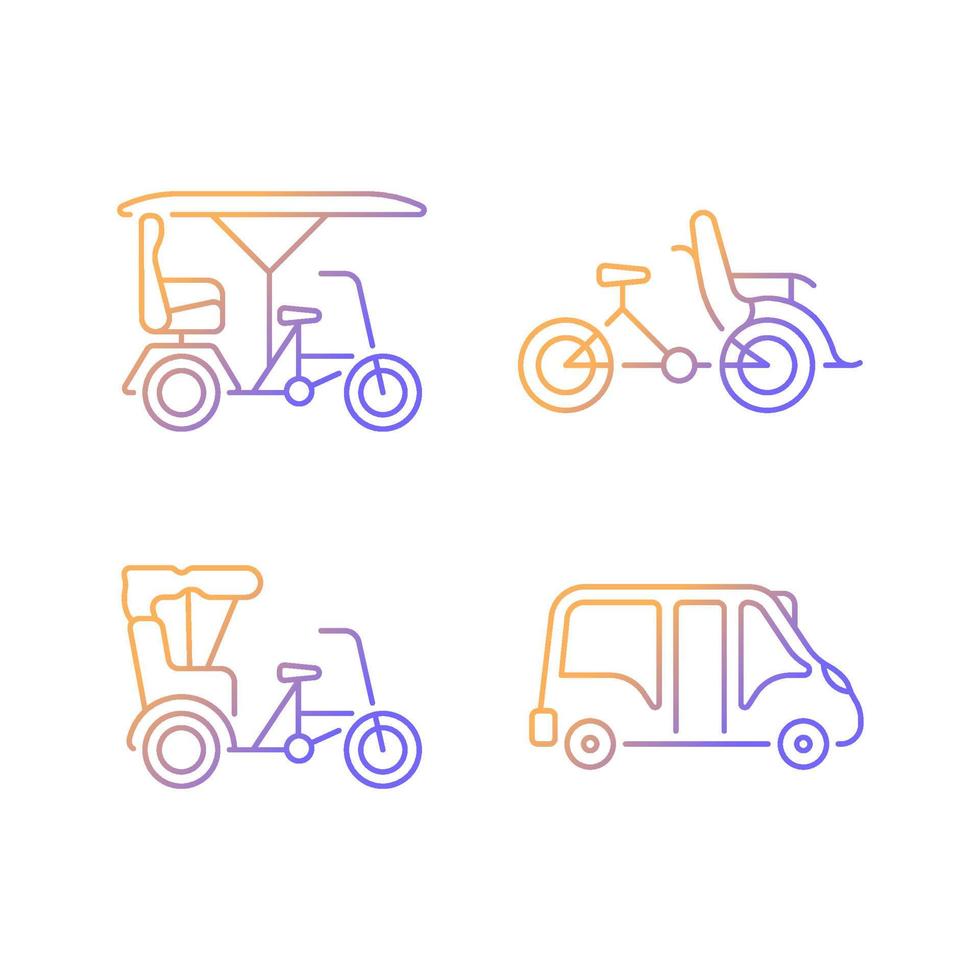 Vehicle for hire gradient linear vector icons set