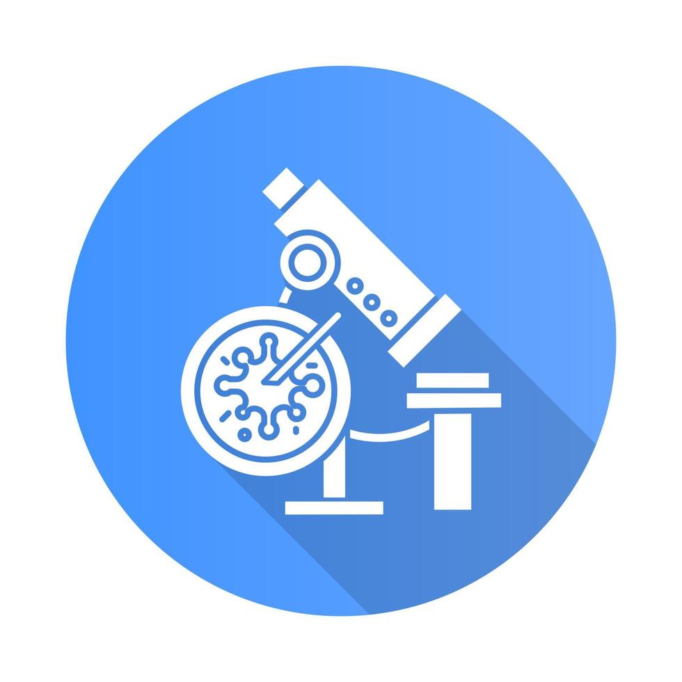 Infection test blue flat design long shadow glyph icon vector