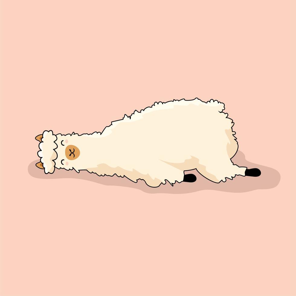 Lazy Llama Cartoon Sleep Alpaca vector