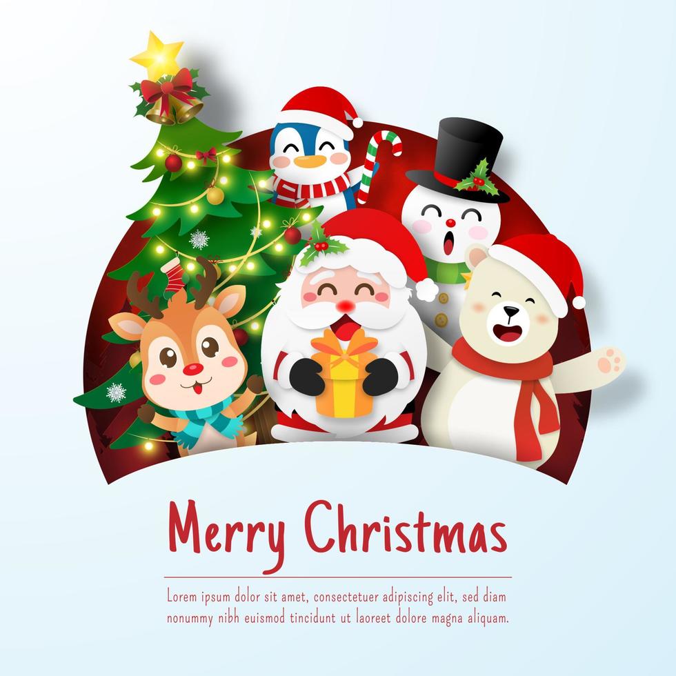 Christmas postcard of Santa Claus and friend, Merry Christmas and Happy New Year vector