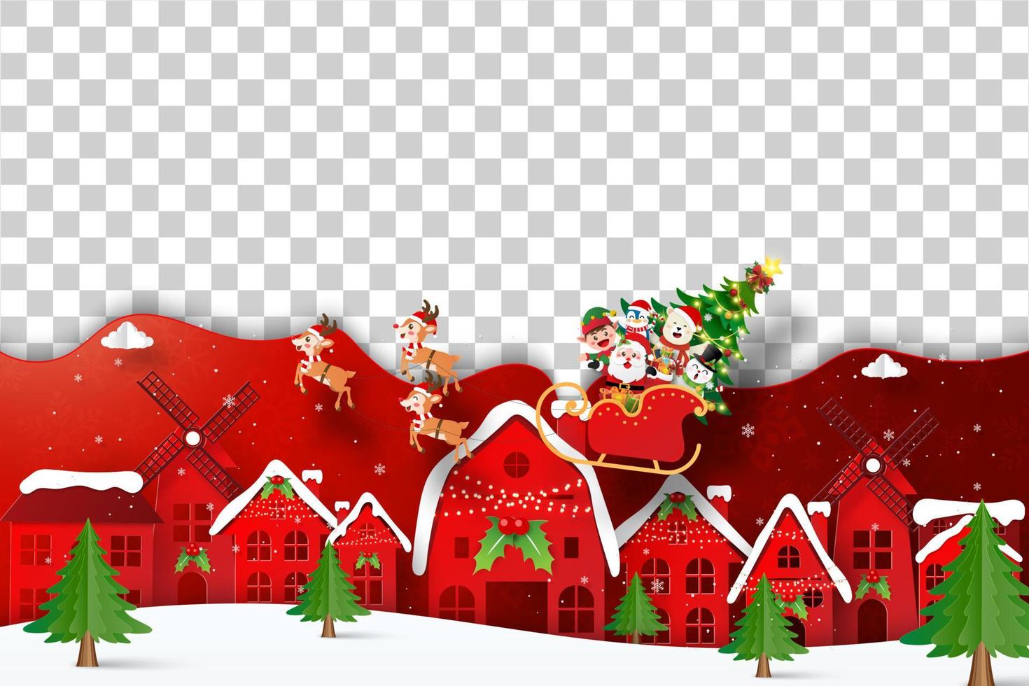Santa Claus and friend in Christmas day with transparent background vector