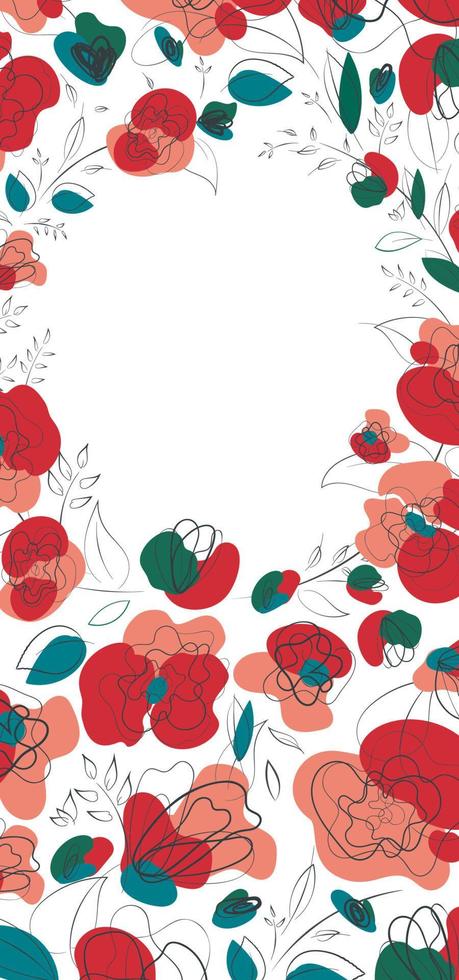 Seasonal invitation with poppy flowers for print design. Banner and flyer design. Summer garden pattern. Countryside millefleur trend. White background. vector
