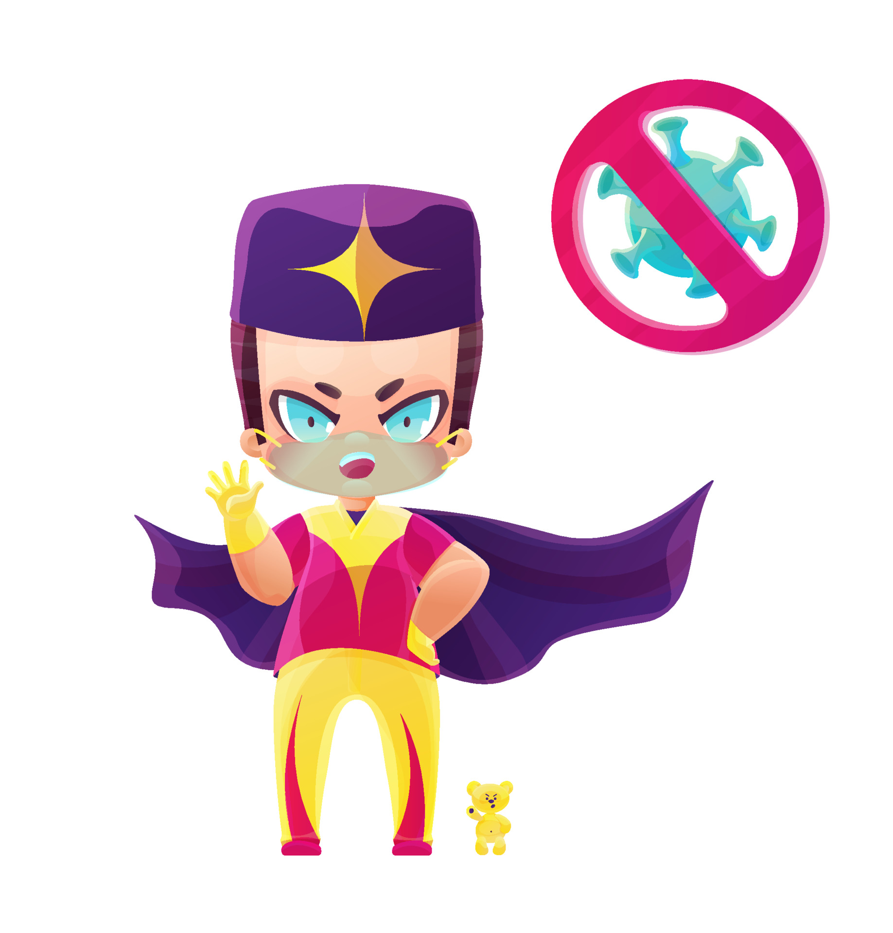 Superhero doctor with Stop The Pandemic sign. Drawing in the style of manga and anime in magenta and yellow and violet gradient palette 3686973 Vector Art at Vecteezy Superhero doctor with Stop The Pandemic sign. Drawing in the style of manga and anime in magenta and yellow and violet gradient palette 3686973 Vector Art at Vecteezy