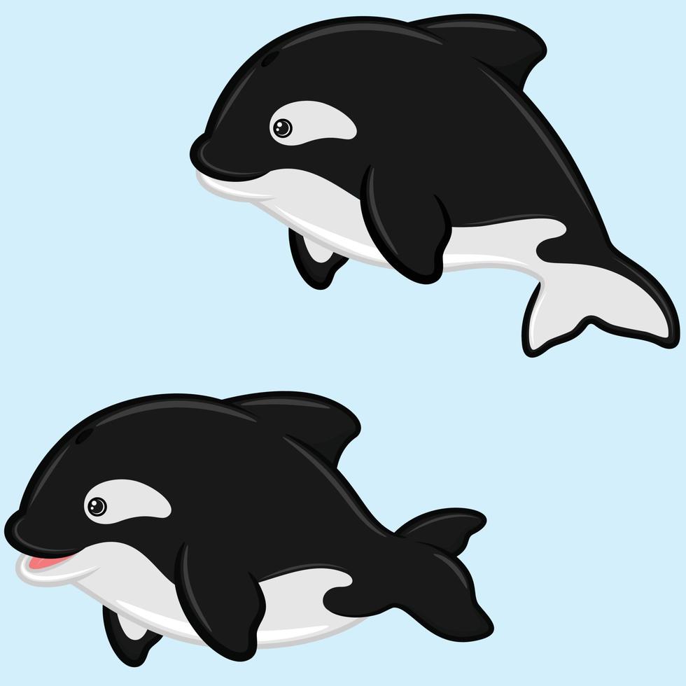 Ilustración de ballena asesina en forma de dibujos animados vector