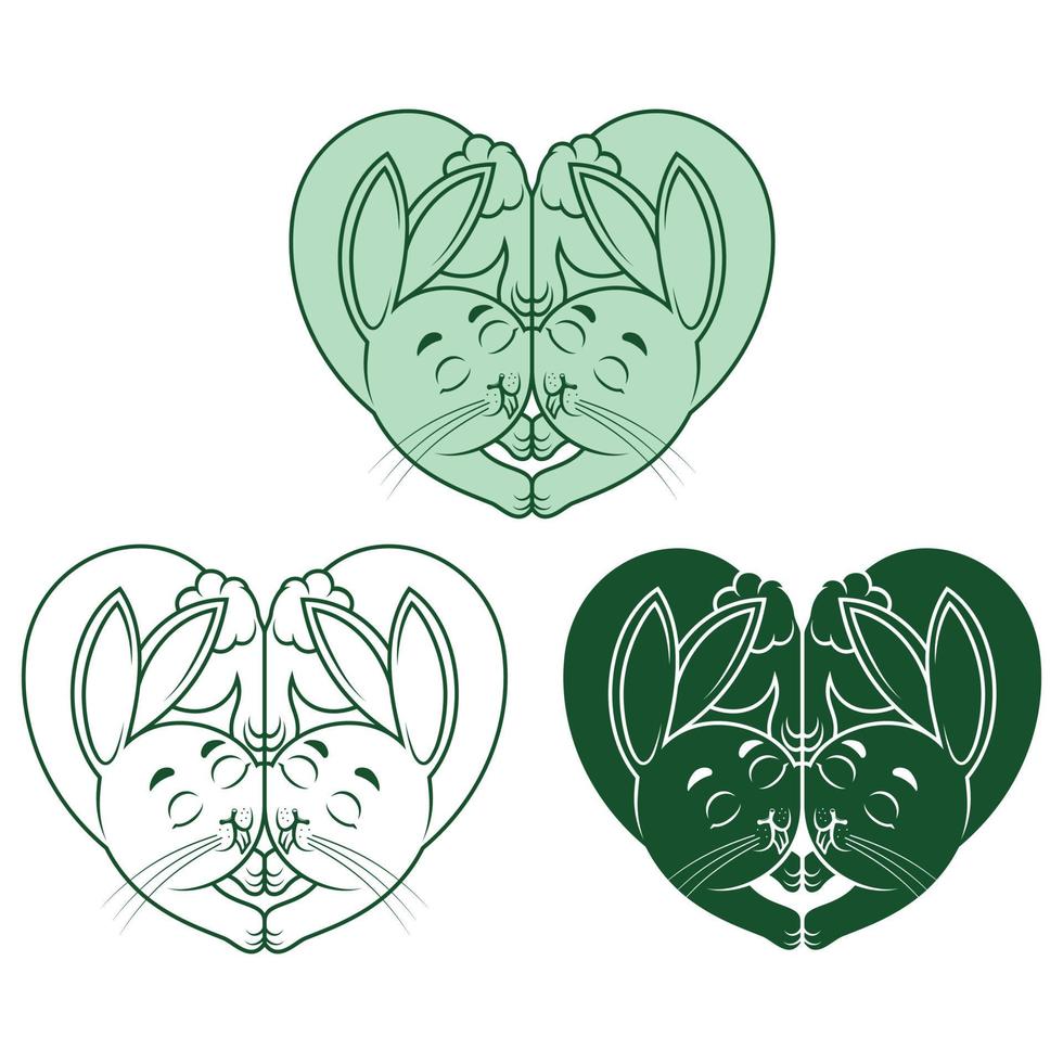 Ilustración de conejos en forma de corazón vector