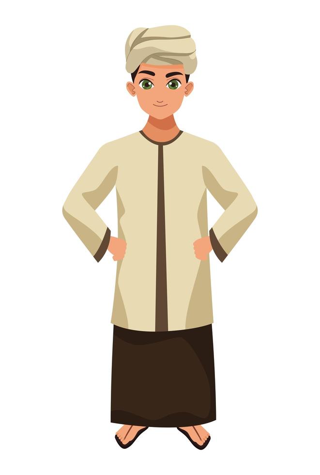 niño musulmán con turbante vector