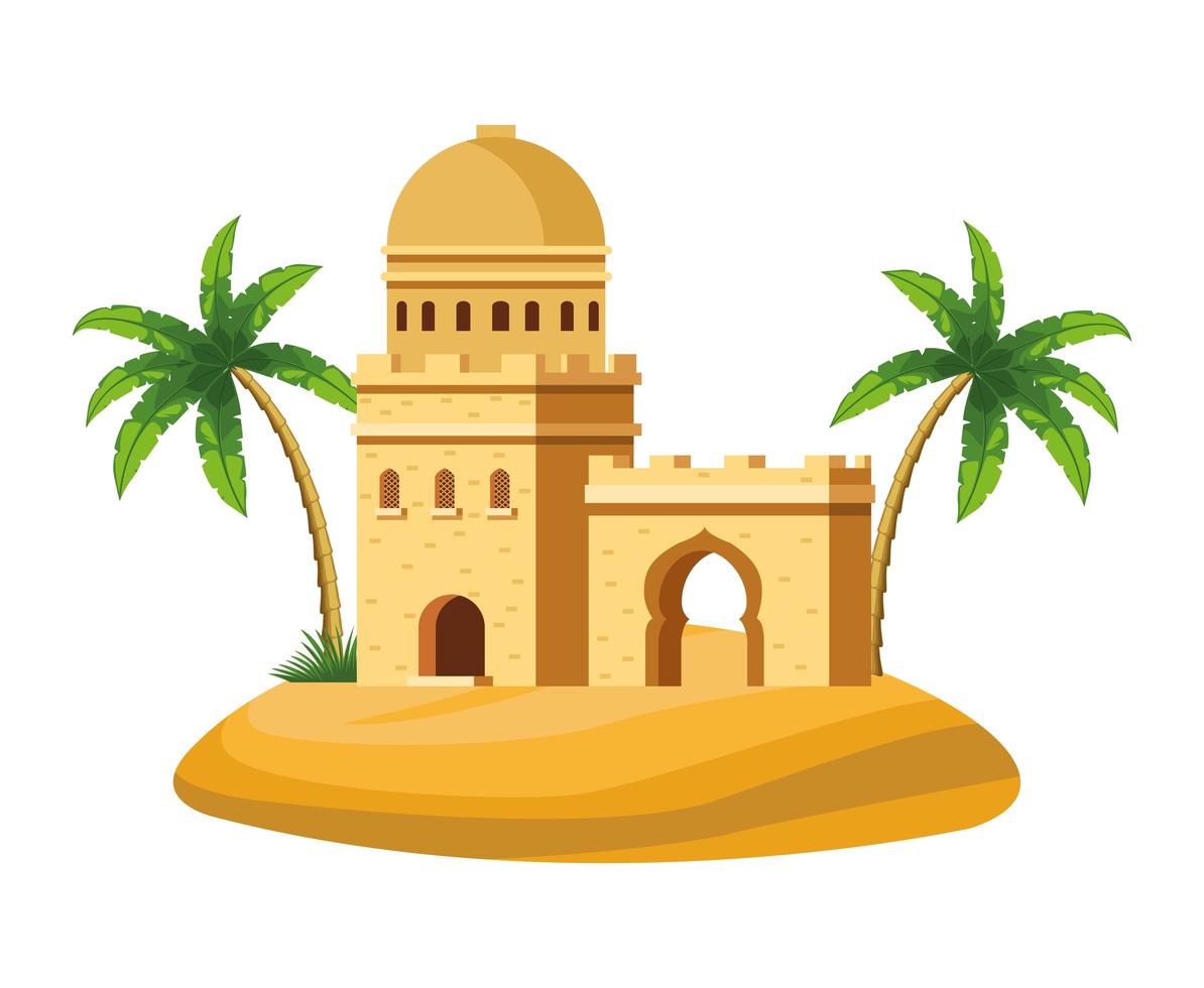 muslim building and palms vector