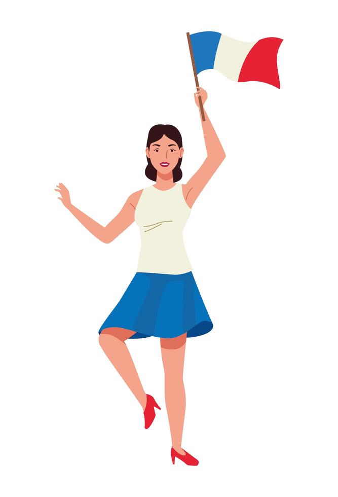 french woman with flag vector