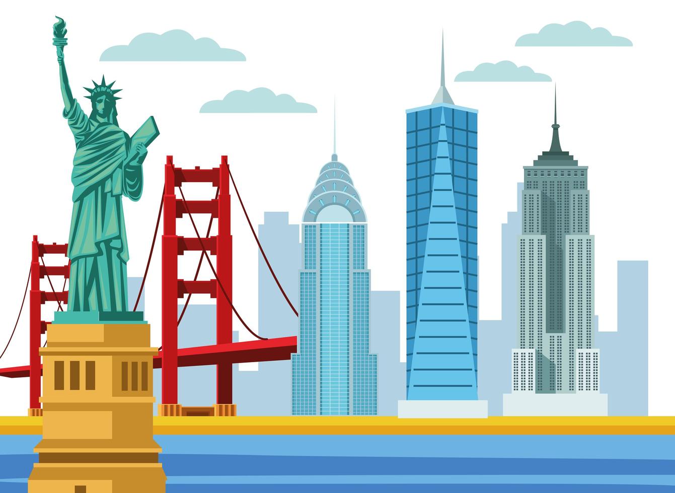 usa city scene vector