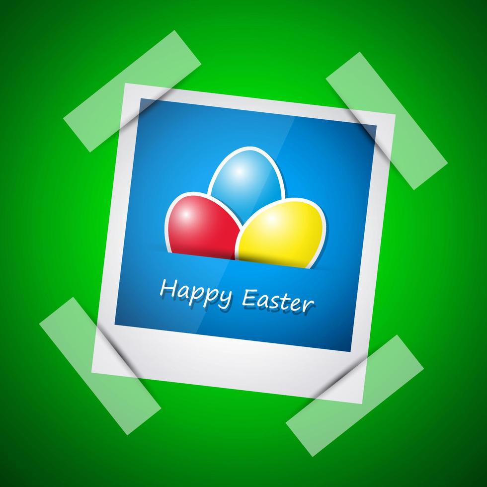 Happy easter card. Happy easter picture in photo frame vector