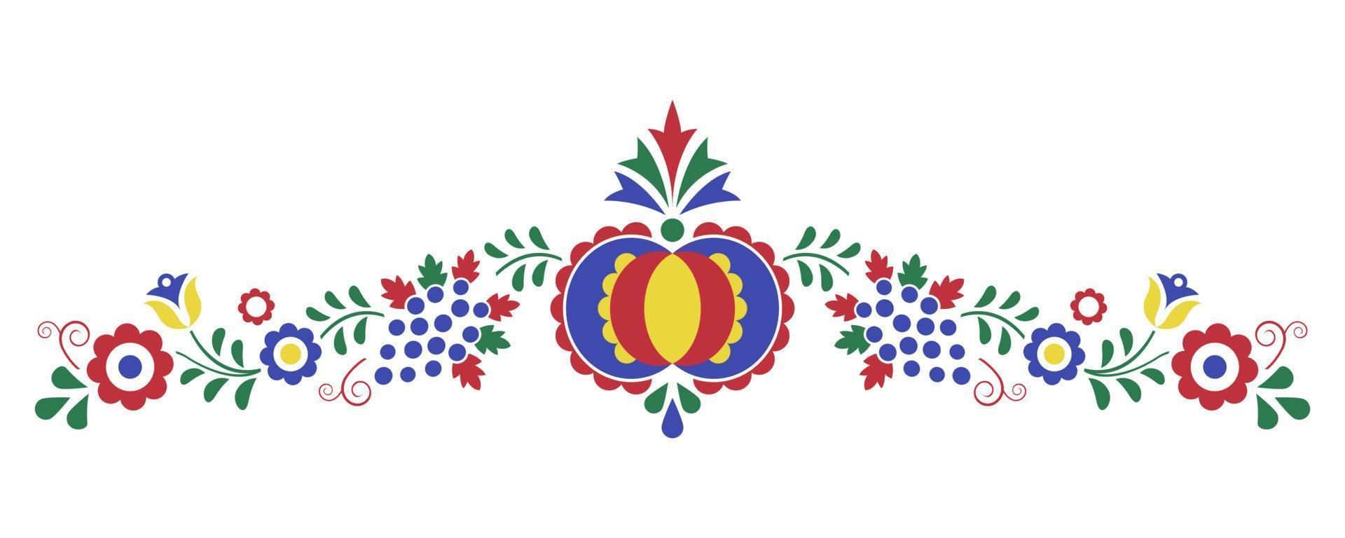 Traditional folk ornament. The Moravian ornament from region Slovacko. Floral embroidery symbol isolated on white background. Vector illustration