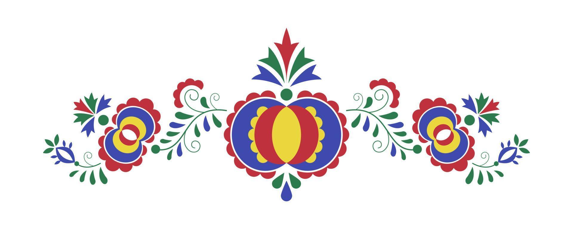 Traditional folk ornament. The Moravian ornament from region Slovacko. Floral embroidery symbol isolated on white background. Vector illustration