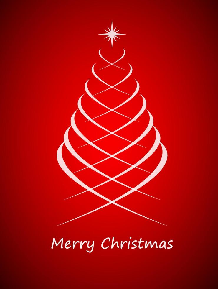 Simple christmas tree on red background. Simple vector illustration