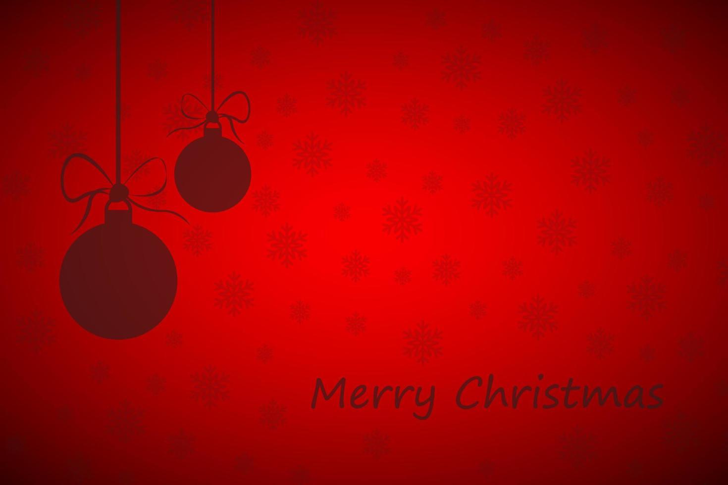 Simple red Merry Christmas background with balls and snowflakes vector