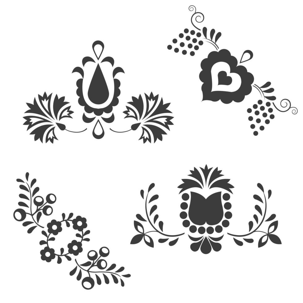 Traditional folk ornaments isolated on white background vector