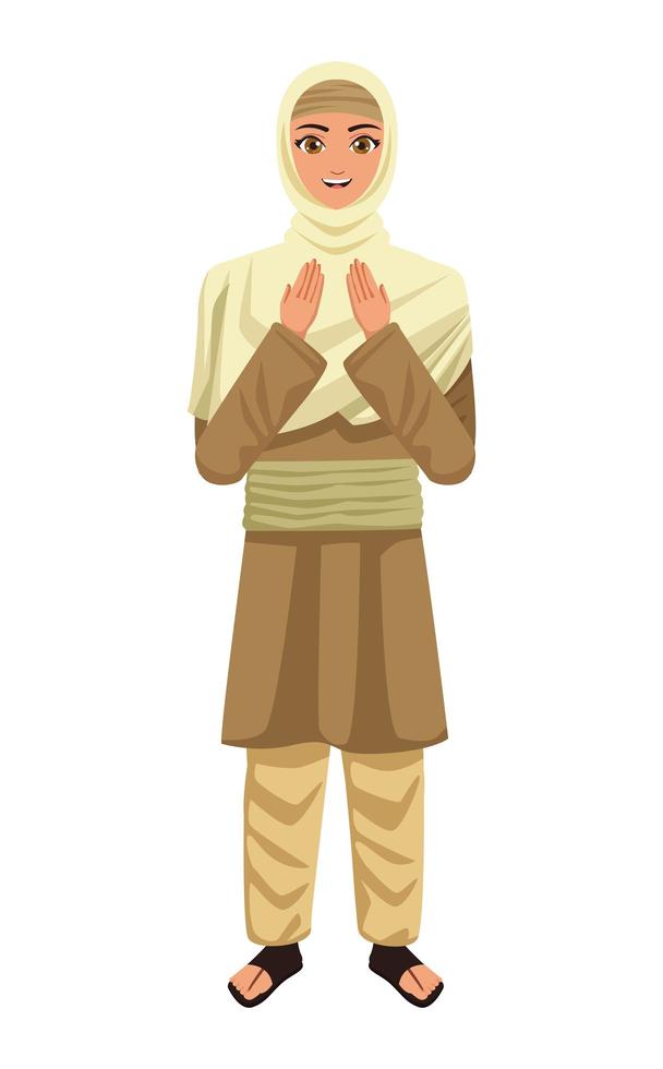 beige muslim girl vector