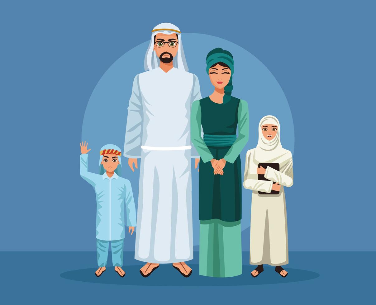 five arab family members vector