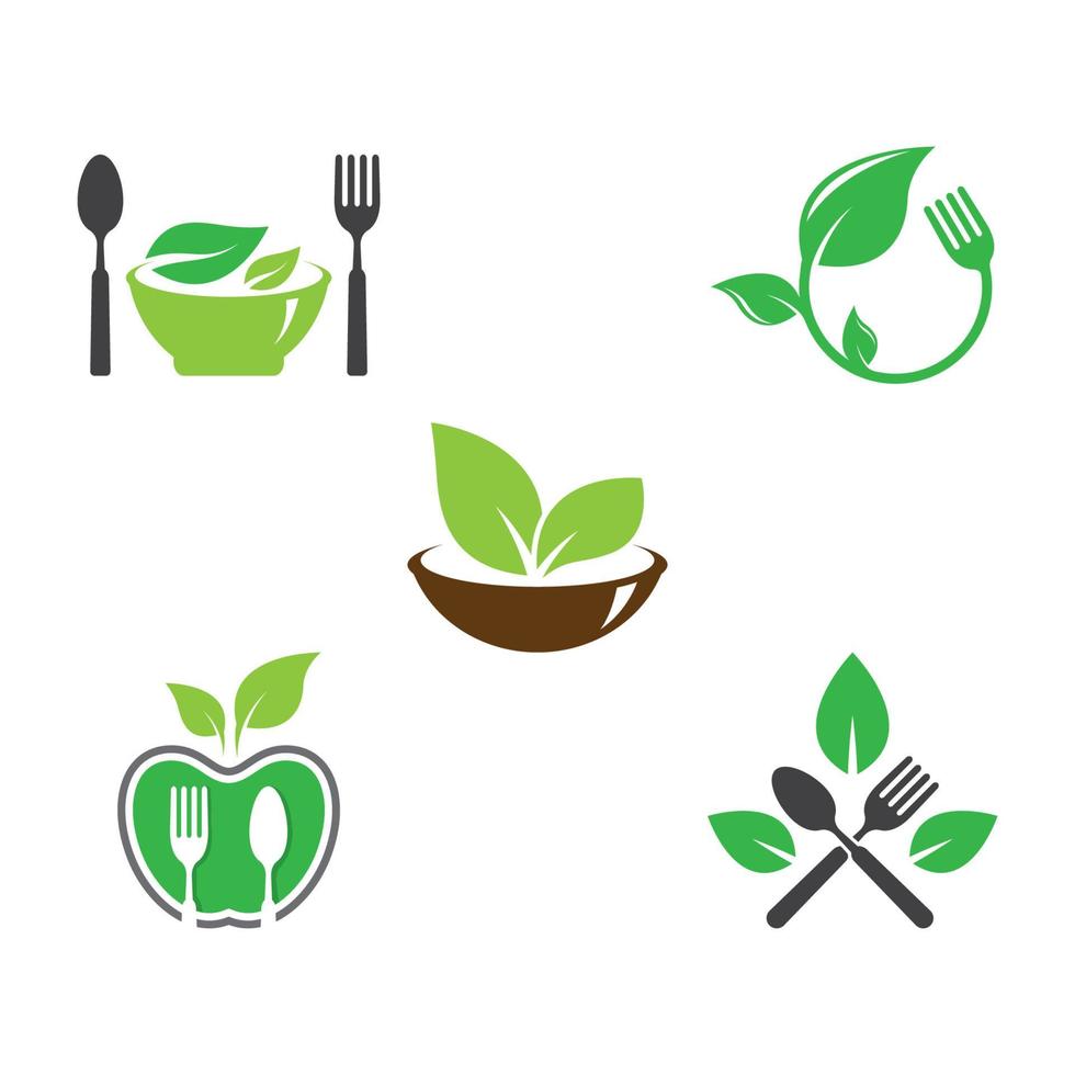 Vegetarian food logo images vector