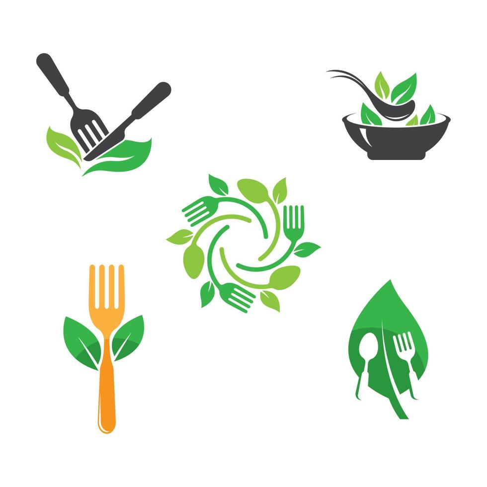 Vegetarian food logo images vector