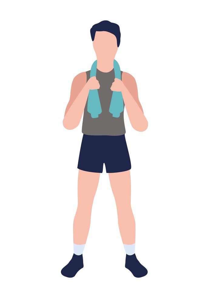 man fitness with towel vector