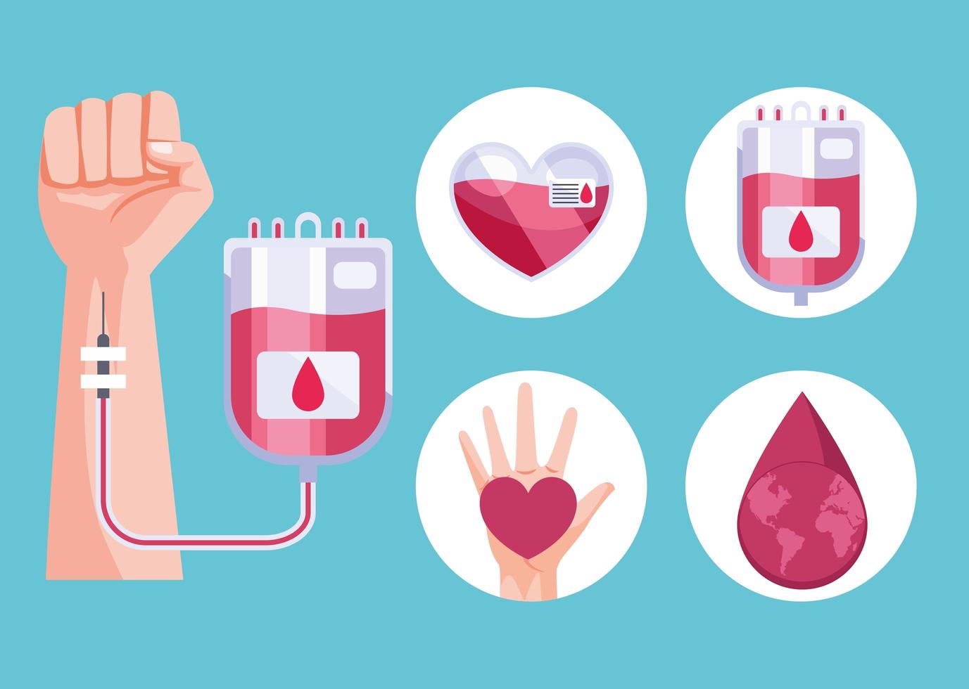 five blood donor icons vector