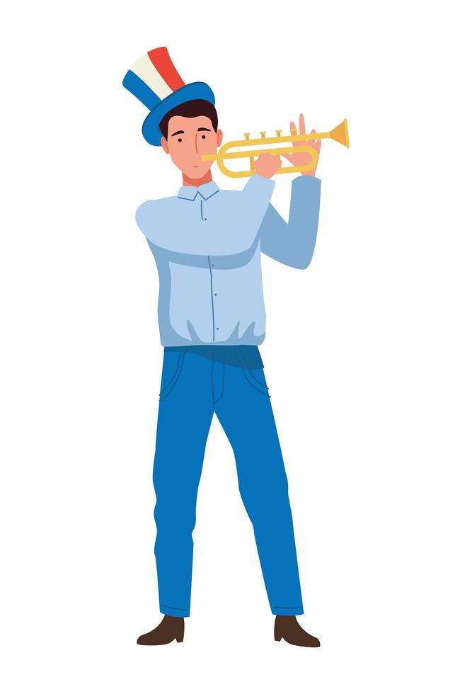 hombre francés tocando trompeta vector