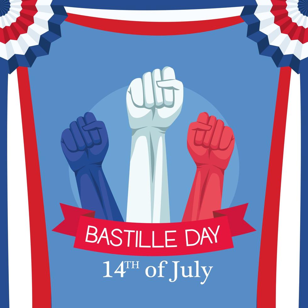 bastille day postcard vector