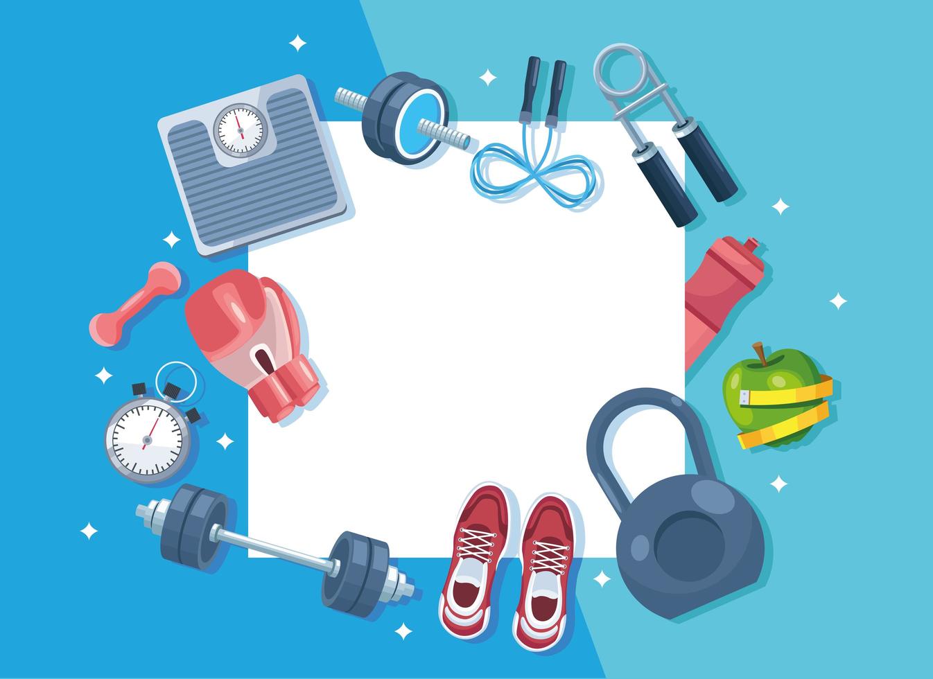 fitness gym square frame vector