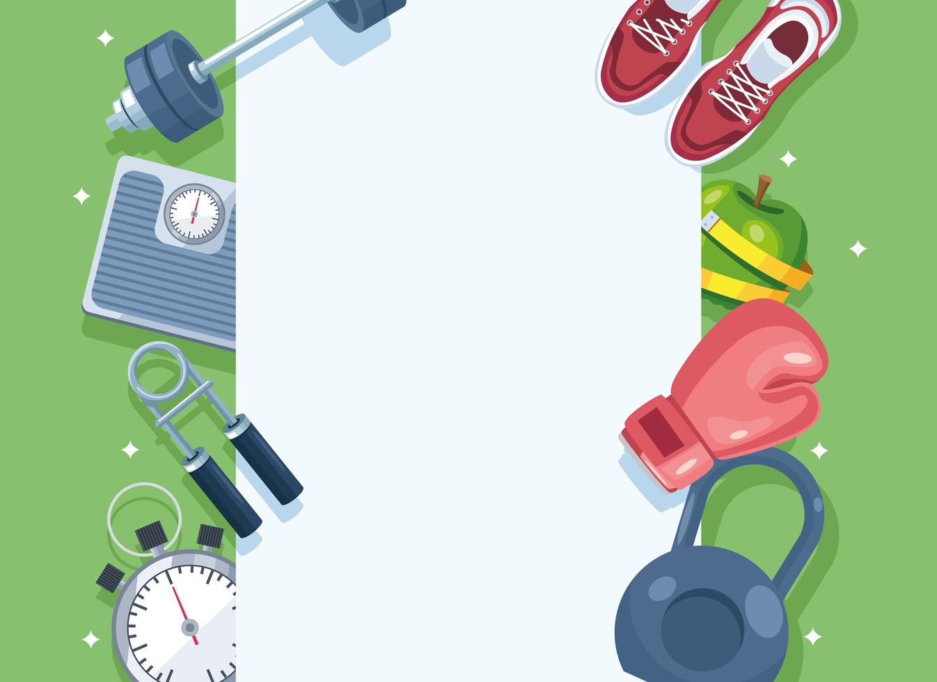 fitness gym rectangle frame vector