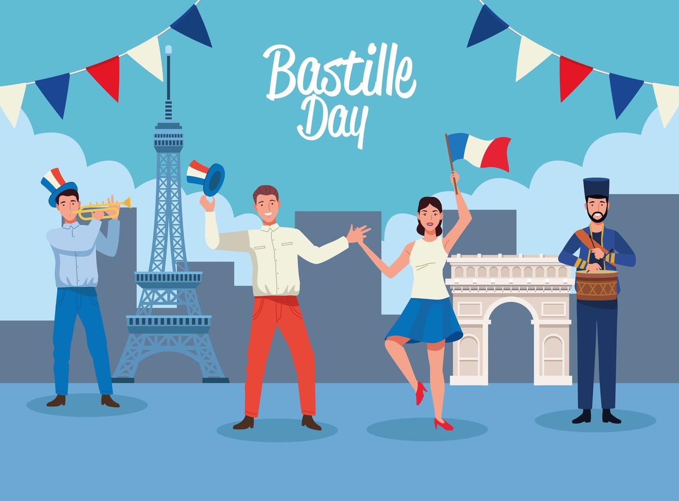 french people celebrating 3687520 Vector Art at Vecteezy