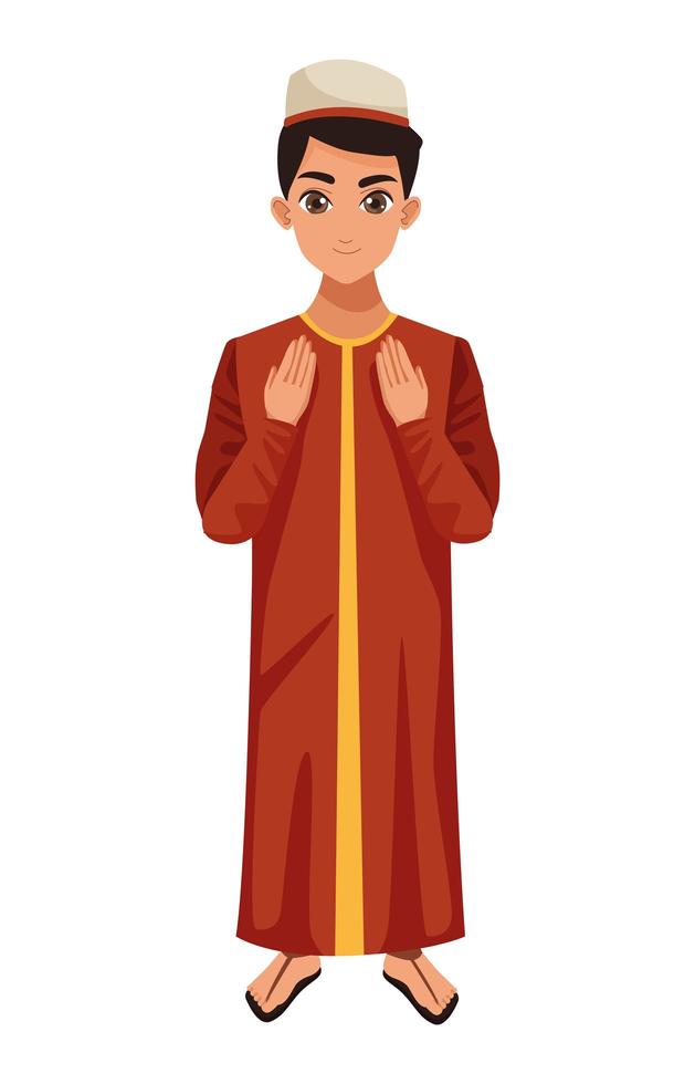 orange muslim boy vector