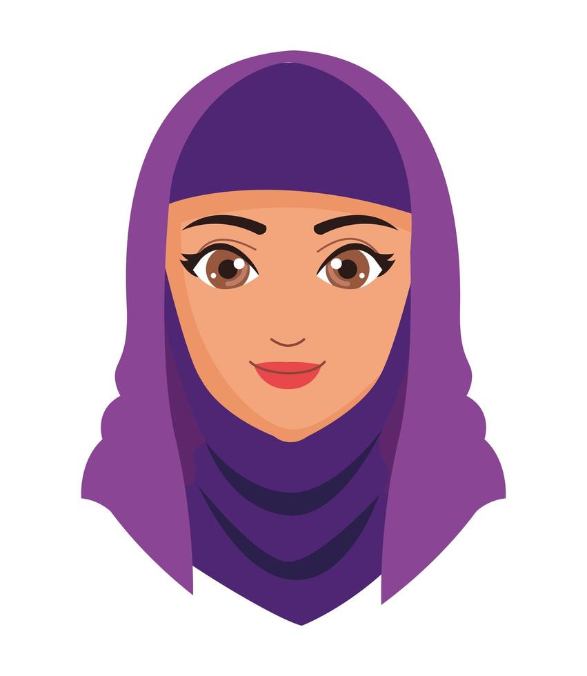 purple muslim woman head vector