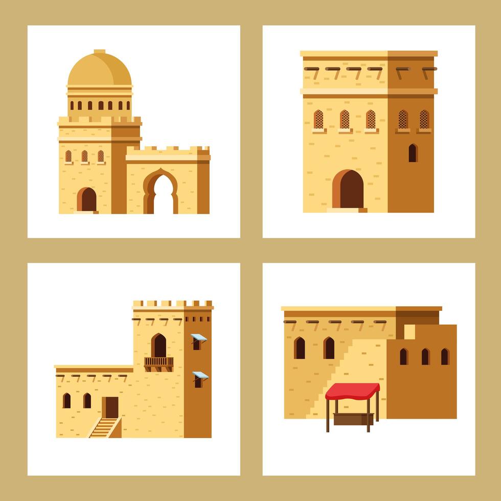 four muslim buildings vector