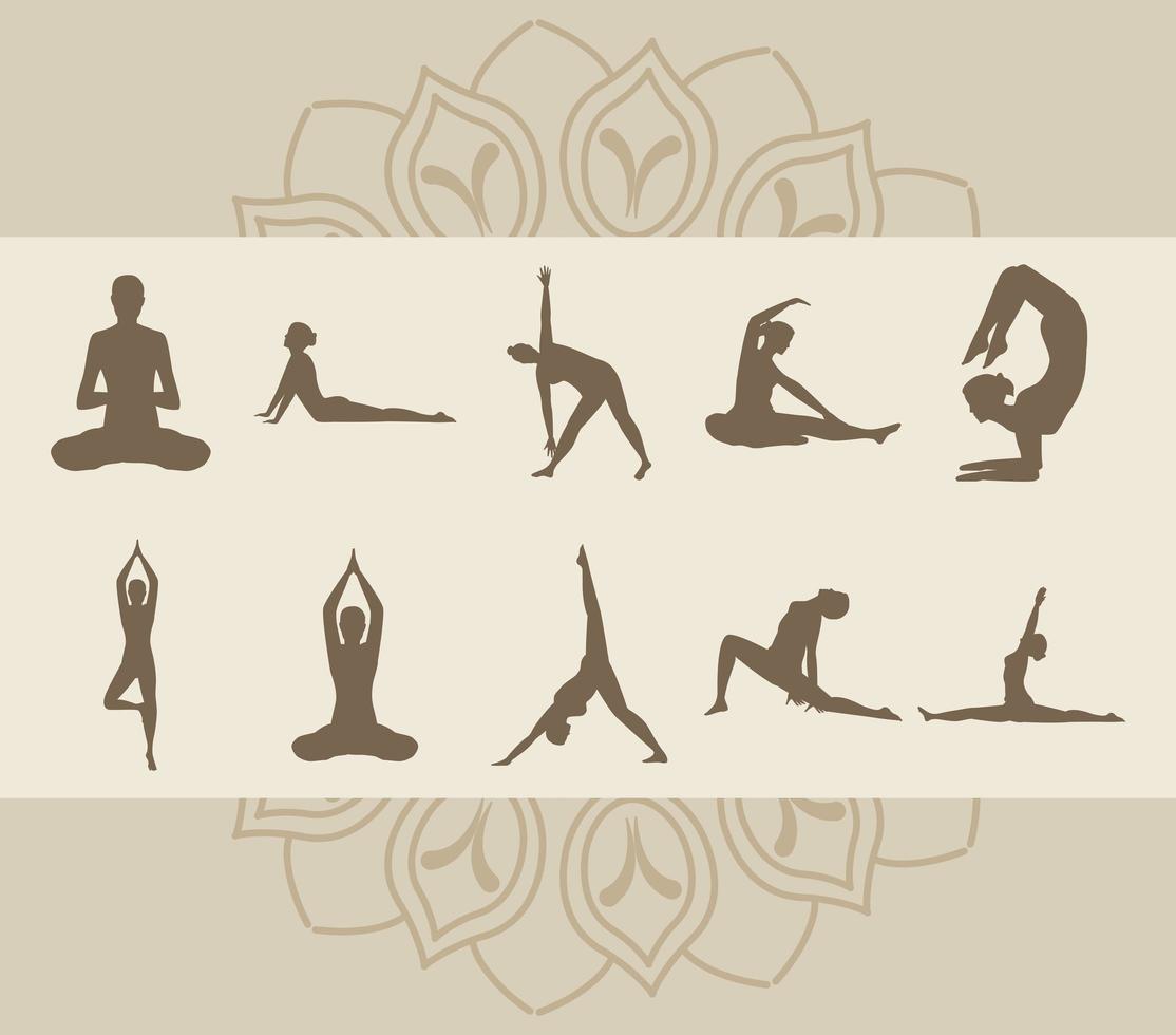 ten yoga positions vector