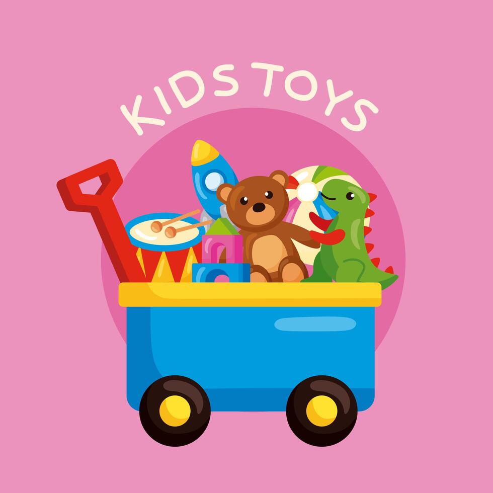 cart with toys vector