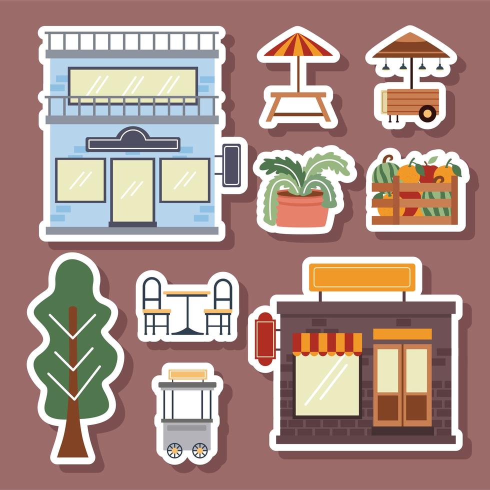 stores with icons vector