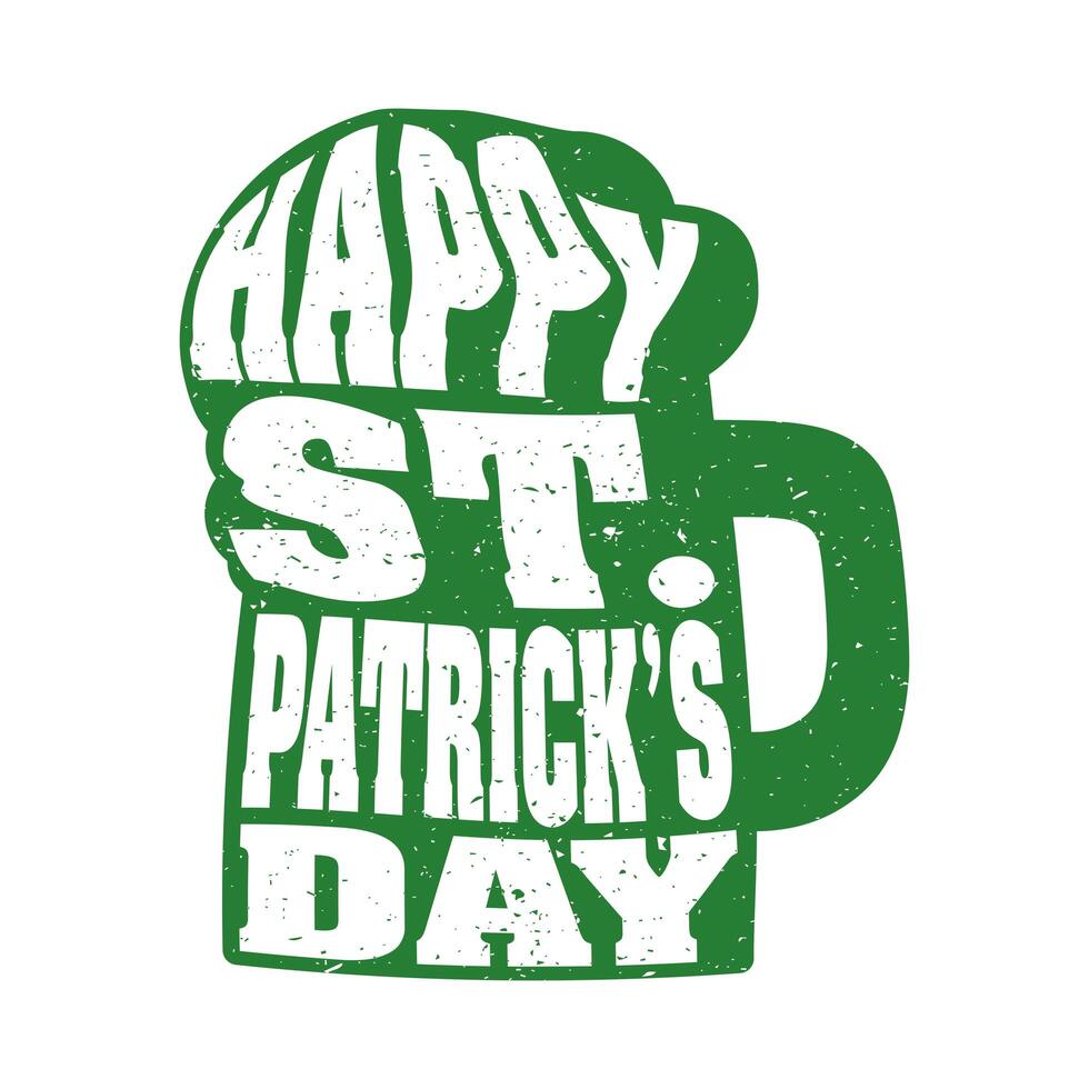 happy saint patricks day lettering in beer jar silhouette vector