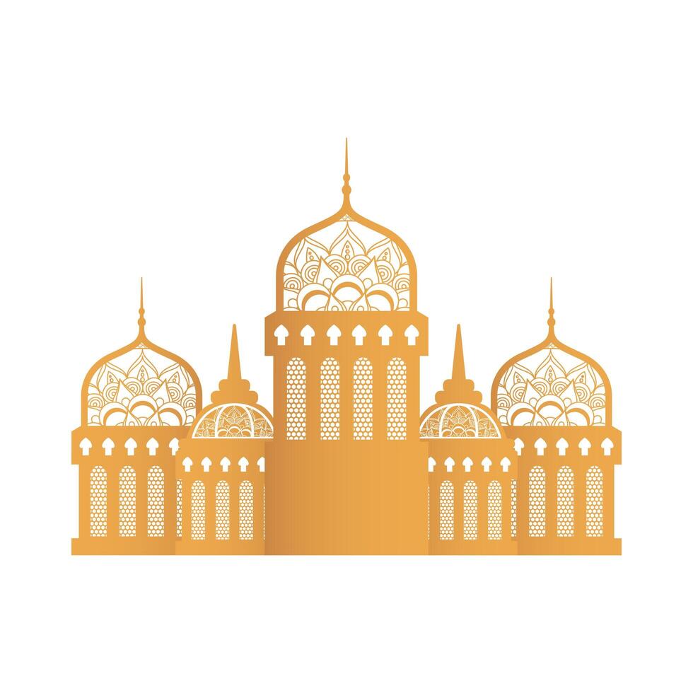 ramadan kareen celebration mosque palace golden vector