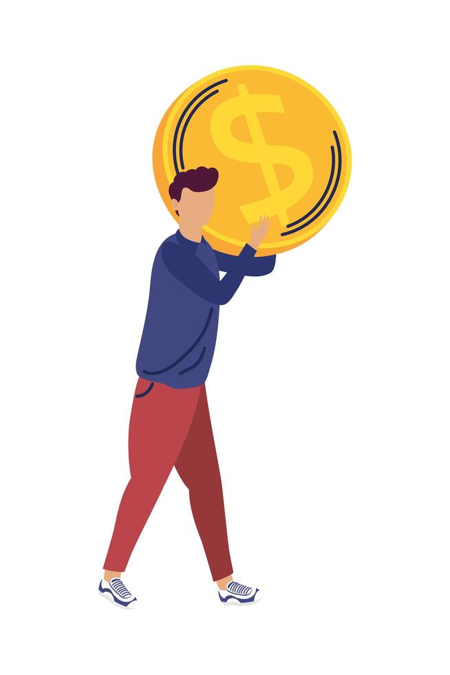 man lifting coin vector